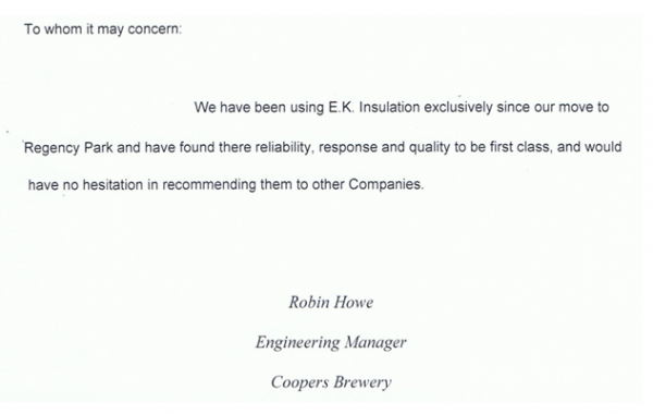 Coopers Brewery testimonials